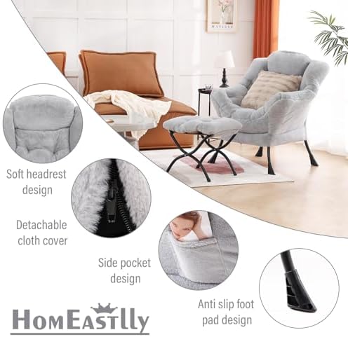 Lazy Chair with Ottoman, Comfy Reading Chair - Image 6