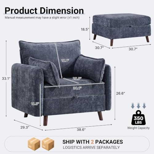 Oversized Accent Chair with Ottoman, All Seats Storage Reading Chair - Image 2