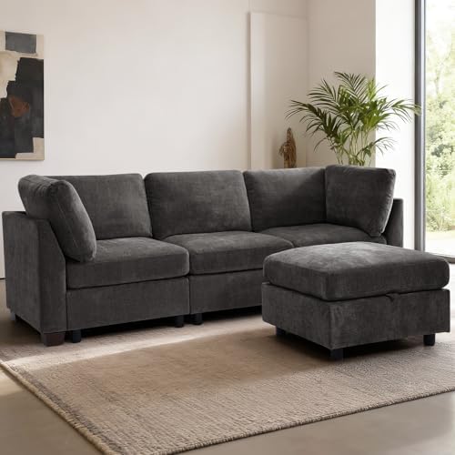 EDILLY 94 inches Oversized Modular Sectional Fabric Cloud Sofa Set, Extra Large - Image 3