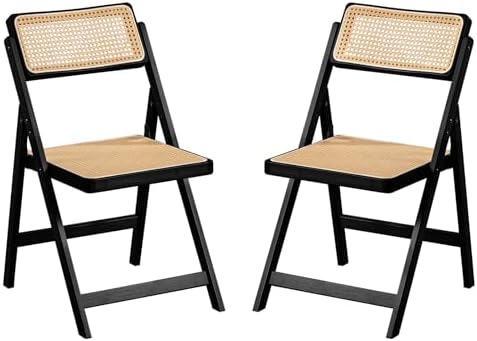 Furlide Rattan Folding Chairs Set of 2, Bamboo Dining Chairs by Furlide
