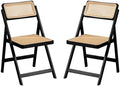Furlide Rattan Folding Chairs Set of 2, Bamboo Dining Chairs by Furlide