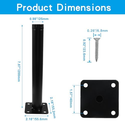 4 Pcs 8"/200mm Metal Furniture Legs, Adjustable - Image 3