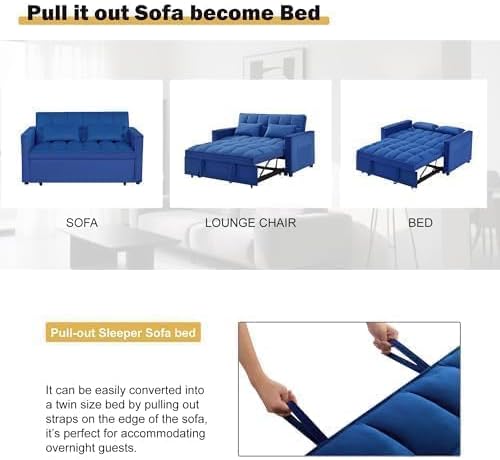 Sleeper Sofa Bed with Adjustable Backrest & Side Pockets - Image 3