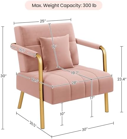 Yaheetech 30" Accent Chair Velvet Armchair - Image 3