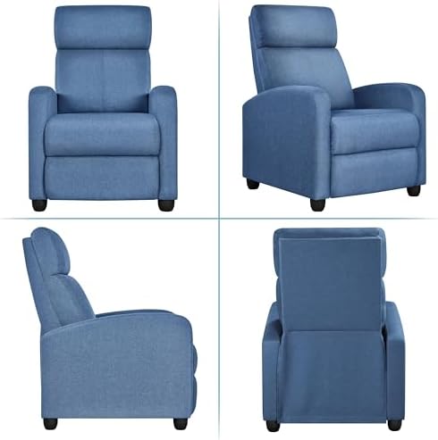 Yaheetech Recliner Chair with 3 Adjustable Angles Armchair Light Blue - Image 6