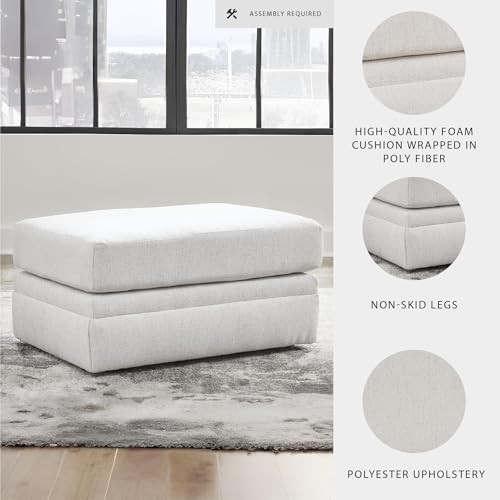 Signature Design by Ashley Maitelynn Large Rectangular White Ottoman, No - Image 4