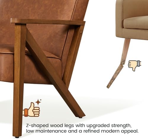 Yaheetech Mid-Century Modern Accent Chair, Lounge Chair, Light Brown - Image 6