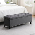 Storage Ottoman Bench, Linen Tufted Large Shoe Entryway Benches by JEEOHEY