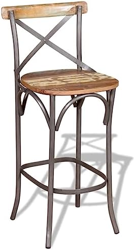 Solid Reclaimed Wood Bar Stool Chair Antique-Style Handmade Barstool by Unknown