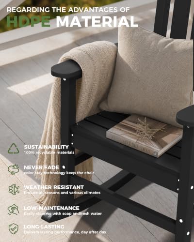 Outdoor Rocking Chairs Set of 2, Oversized Rocking Chair, All Weather - Image 5