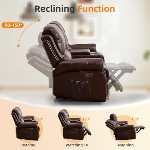 CANMOV Power Reclining Sofa Set, Faux Leather Electric Recliner Loveseat and 2 - Image 6
