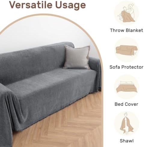 Couch Covers for 3 Cushion Sofa Cover 71" x 118" Dark Grey - Image 6