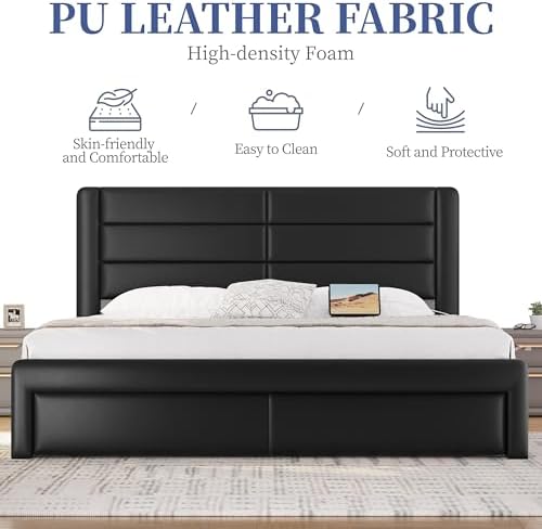 Yaheetech King Upholstered Bed Frame - Image 4