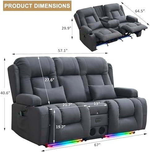 URRED Power Loveseat Recliner Sofa - Image 2
