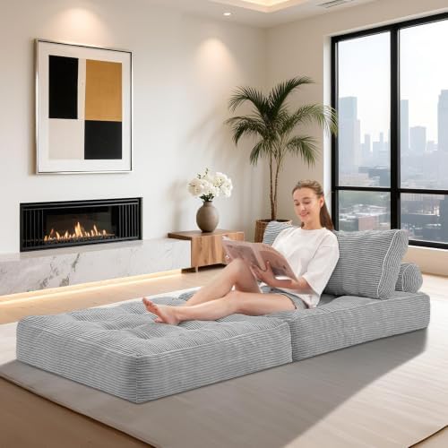 HABUTWAY Folding Sofa Bed, Convertible Sleeper Chair Bed w/2-Pillow & Handle - Image 4