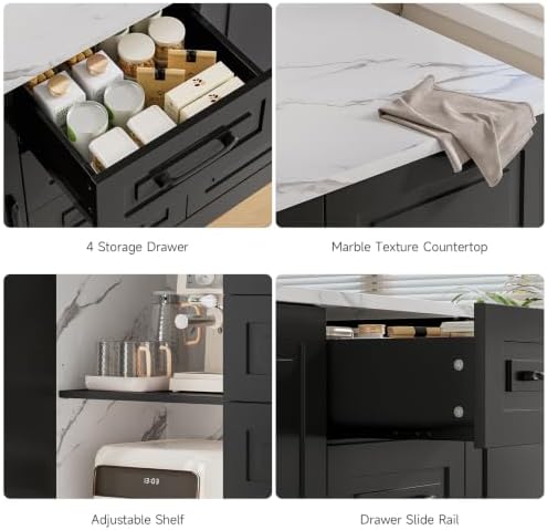 ONBRILL Kitchen Island with 2 Storage Cabinets & 4 Drawers - Image 6