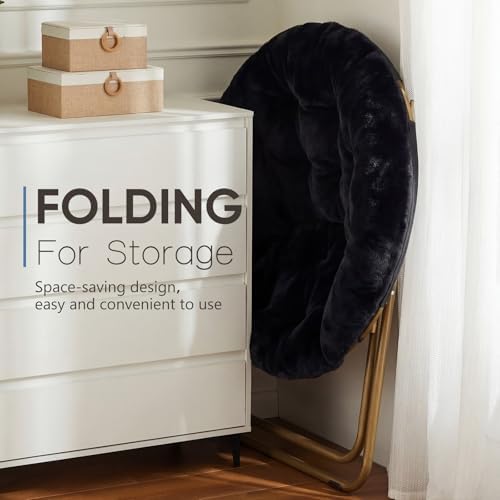 DUMOS Comfy Saucer Chairs Cozy Faux Fur Soft Lounge Cute Folding Bedroom Living - Image 4