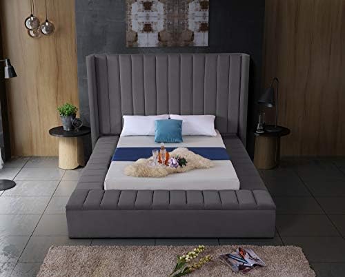 Meridian Furniture Kiki Collection Modern | Contemporary Velvet Upholsterd Bed - Image 7