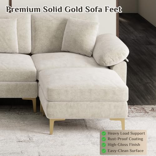OUYESSIR 128" U-Shaped Shimmer Chenille Sectional Couch - Image 6
