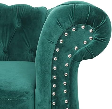 LEVNARY Three-Seat Velvet Sofa, Large Sofa Classic Tufted Chesterfield Settee - Image 5