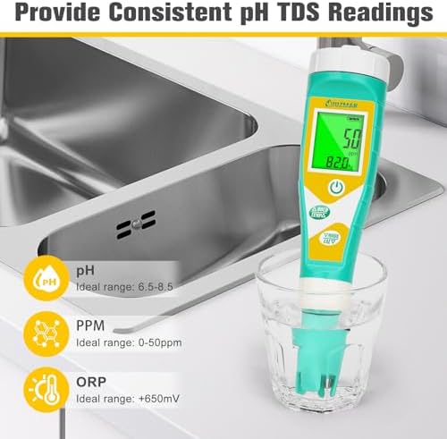 UIUZMAR Pool Salt pH Tester Upgrade pH and ORP Meter Accurate Pool Water - Image 4