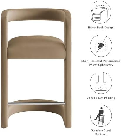 Modway Winslow Performance Velvet Counter Stool - Image 4