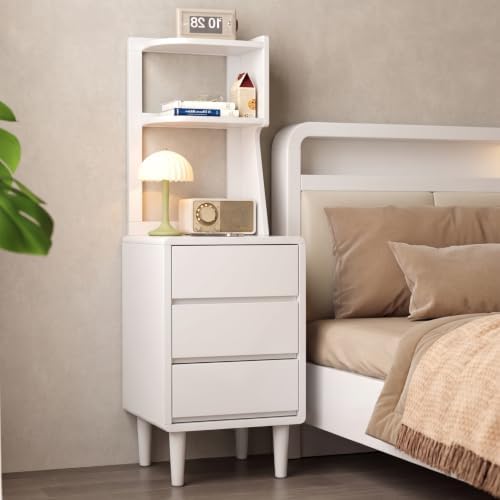 Solid Wood Bookshelf Nightstand Combo, Tall Nightstand - Image 7