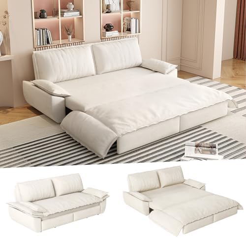 73.2" Convertible Queen Size Futon Sofa Bed, 3-in-1 Pull Out Sleeper Sofa Bed by Kolavess