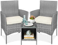 Best Choice Products 3-Piece Outdoor Wicker Conversation Bistro Set, Space by BestChoiceProducts