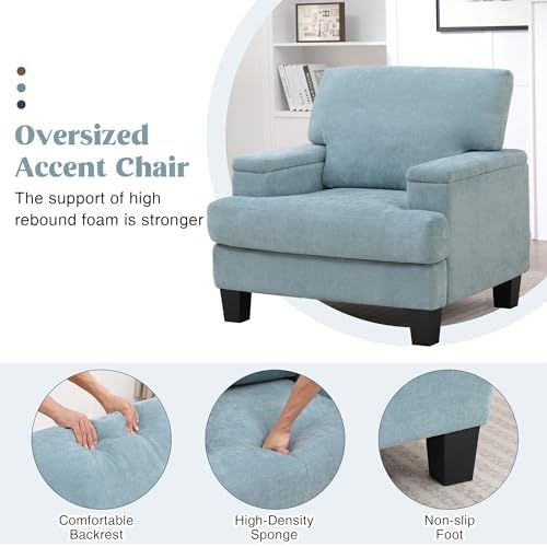 Modern Accent Chairs with Storage Armrest, Upholstered Reading Living Room - Image 4