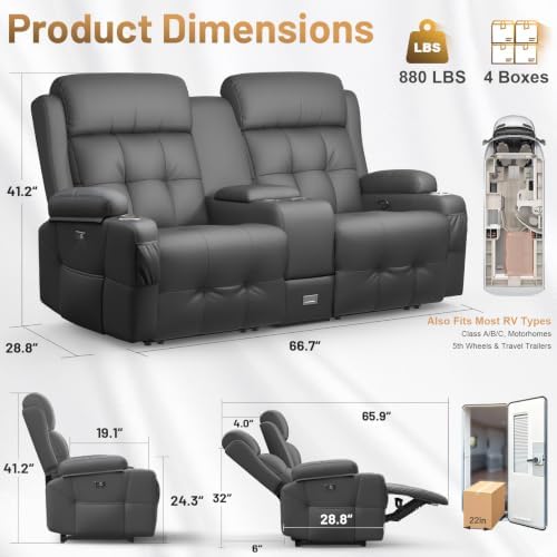 RV Loveseat Recliner Sofa, Home Theater Seating - Image 2