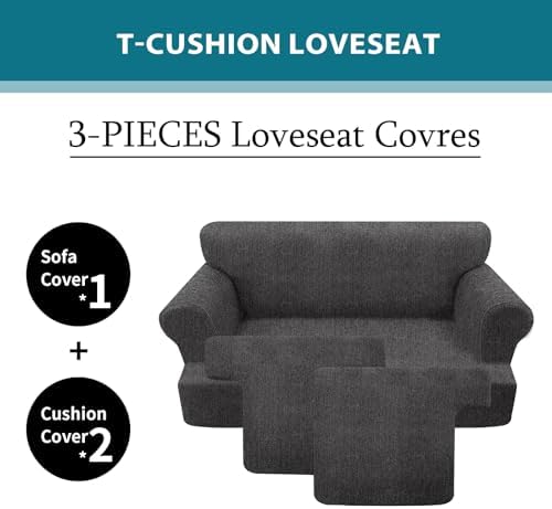 T Cushion Loveseat Slipcover 3 Pieces Sofa Covers - Image 3