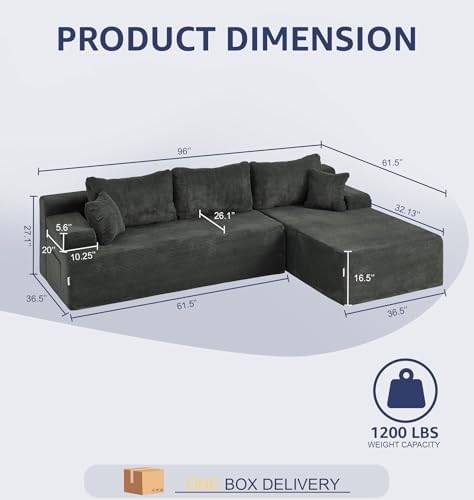 Hobestluk Boneless Couch Modular Sectional Sofa L-Shape Lounge Cloud Couch - Image 2