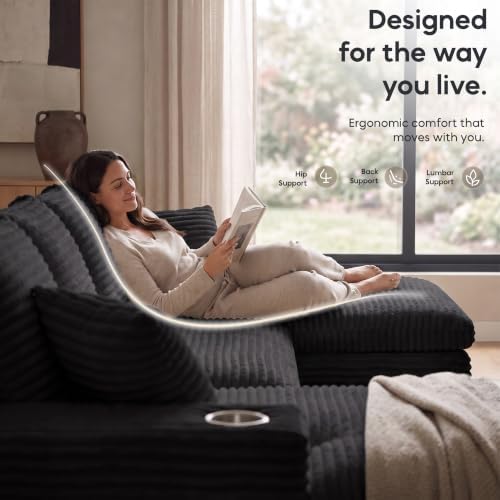 120" Modular Sectional Sofa, U-Shape Boneless Couch - Image 3
