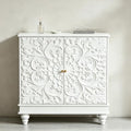 31" Accent Storage Cabinet, Floral Embossed 2 Door Sideboard by WelcometoFurnitureSalon