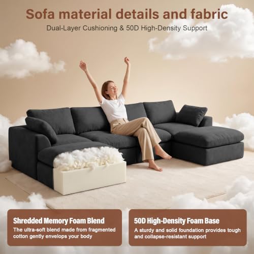 137" Cloud Couch Sectional Sofa - Image 4