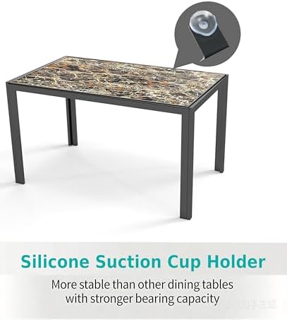 Gizoon Marble 7 Piece Glass Dining Table Set, Kitchen Table and Chairs Set - Image 3