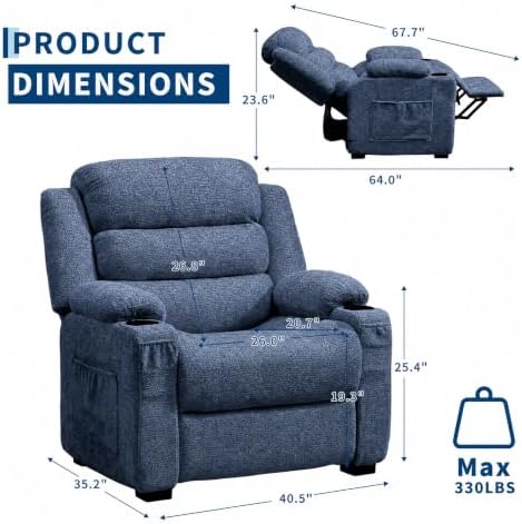Garvee Oversized Power Recliner Chair 26" Seat Remote & Memory Presets - Image 2