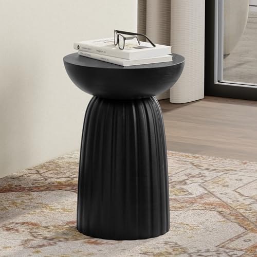SIMPLIHOME Boyd 13" Wide Solid Wood Round End Table in Black - Image 2