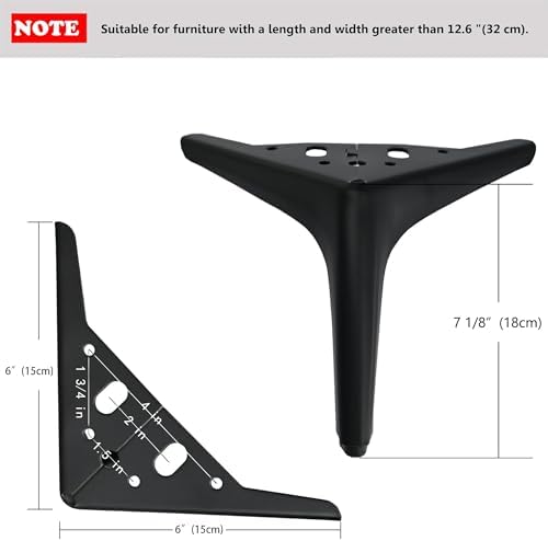7 inch/18cm Matte Black Metal Furniture Legs Set of 8 - Image 2