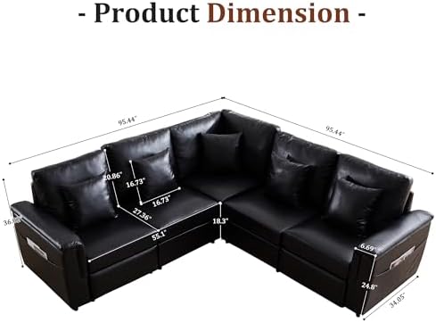 ORRD Oversized Corner Modular Sectional Sofa, L Shape Faux Leather Sectional - Image 2