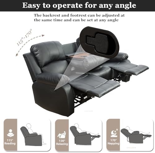 Manual Recliner Sofa Set for Living Room, Leather Reclining Sofa Sets, - Image 6