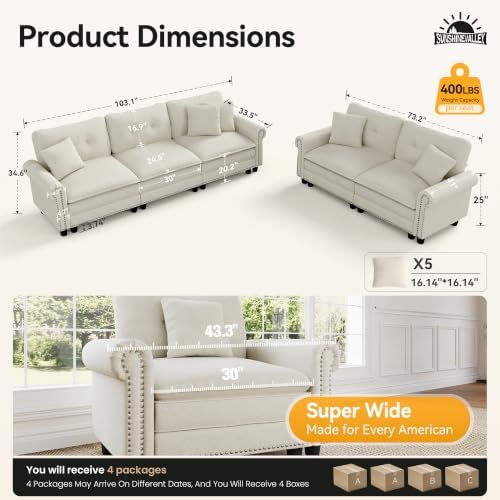 SUNSHINE VALLEY Modular Sectional Sofa Set Living Room 2-Piece Deep Seats - Image 2