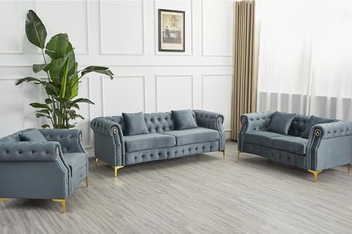 Hybition 3-Piece Living Room Sofa Set, Tufted Design - Image 3