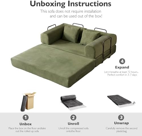 59in Boneless Couch Convertible Futon Sofa Bed Queen - Image 4