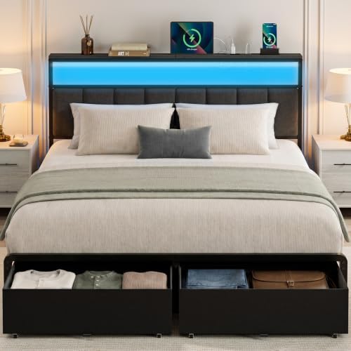 Queen Bed Frame with 2 Storage Drawers by UHTNHome