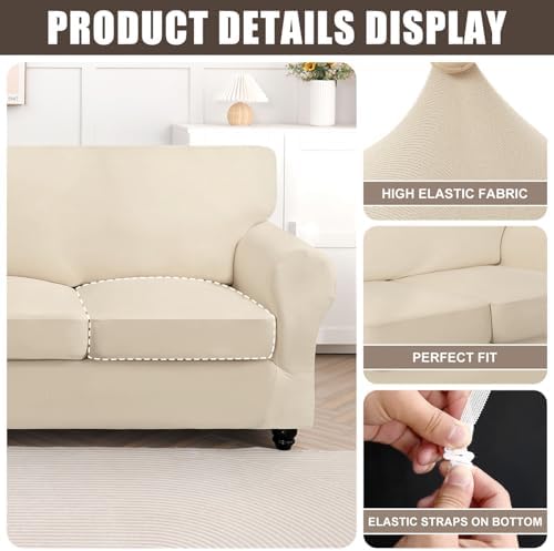 SearchI Stretch Sofa Cover Couch Cover, 4 Pieces Sofa Slipcover - Image 2