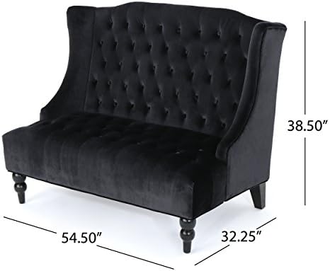 Christopher Knight Home Leora Modern Glam Tufted Velvet Wingback Loveseat - Image 2