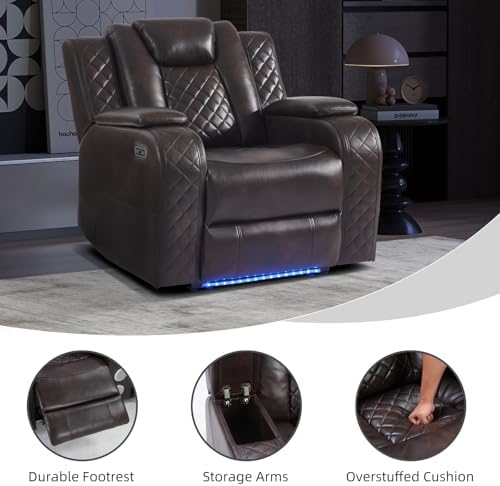 CANMOV Faux Leather Power Home Theater Seating, Movie Single Reclining Sofa - Image 3