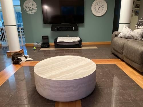 JUSTONE Round Coffee Tables for Living Room, Faux Mars Pattern Modern - Image 4